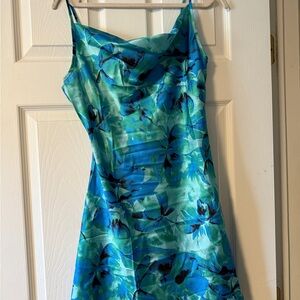 Elegant Blue Floral Dress